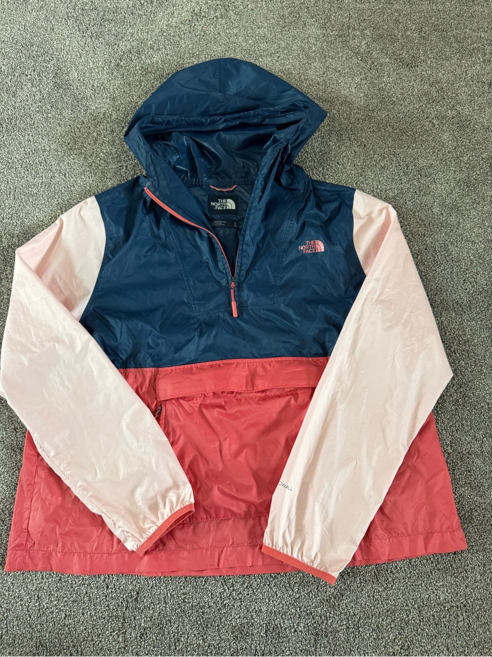 The North Face Colorblock Pullover Anorak - Navy, Coral & Light Pink